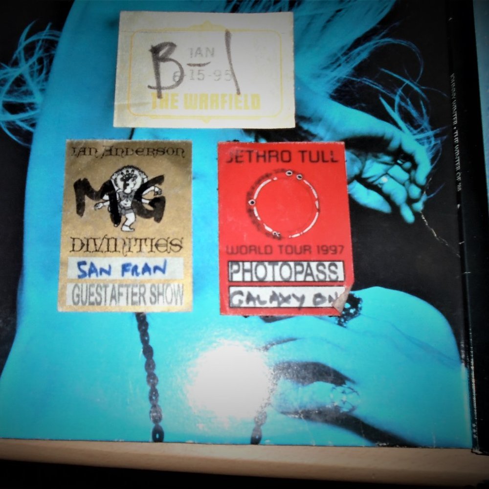 ian & jethro tull 3 vintage 1990s backstage passes - flute aqualung beneft rock